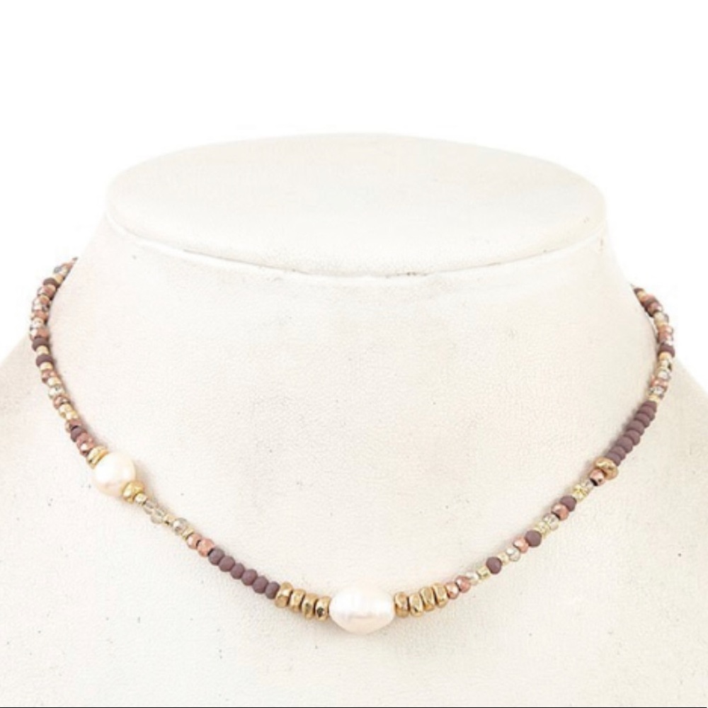 Mauve Rose Bead Necklace